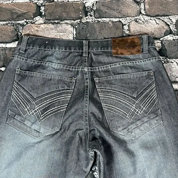 Vintage Old Skool Jeans Mens 34x32 Gray Wide Leg Baggy Hip Hop Skater Y2K Pants - Picture 5 of 16